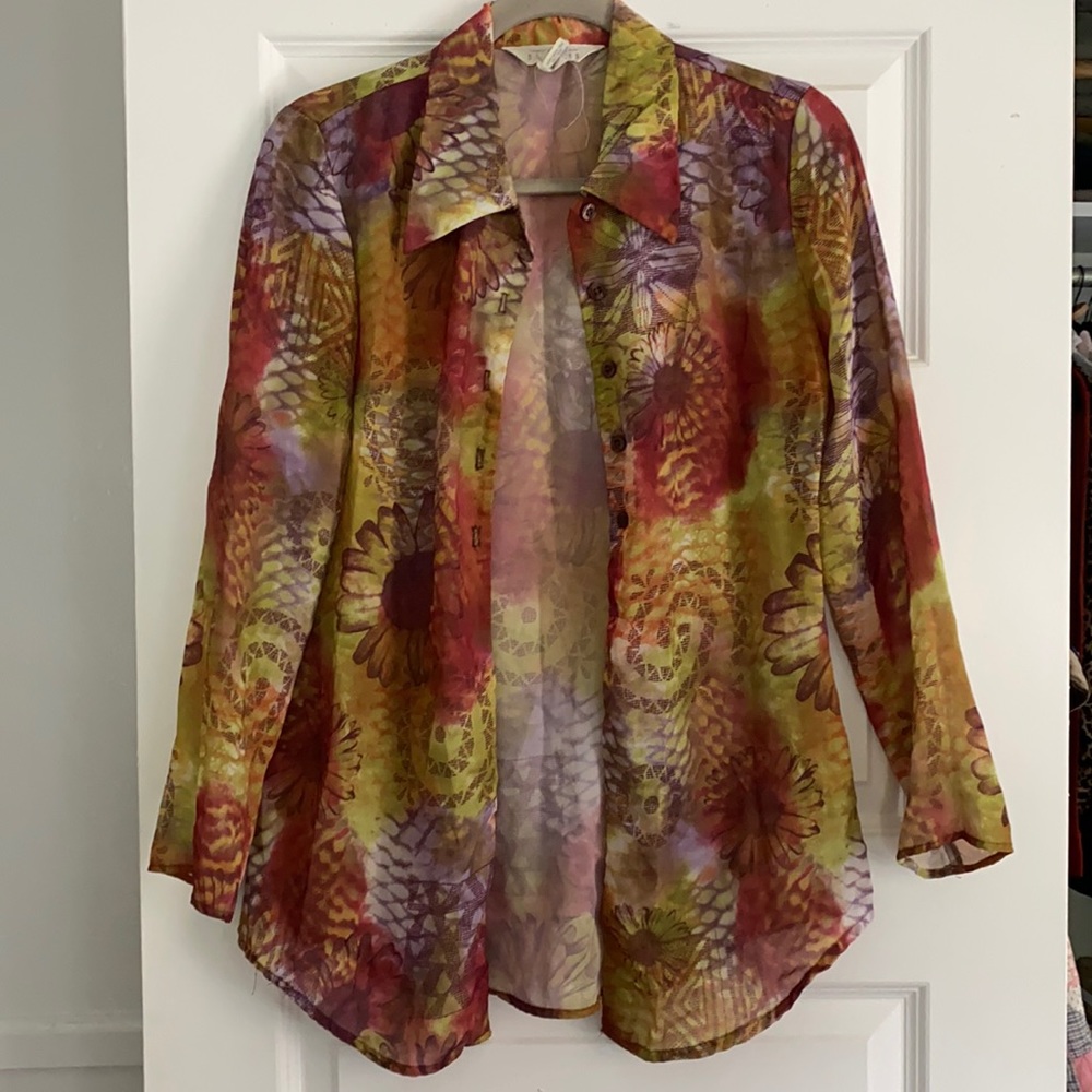 VINTAGE 1990s Express sheer blouse small super cosmic